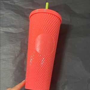 Starbucks | Pink Studded Tumbler with neon yellow Straw